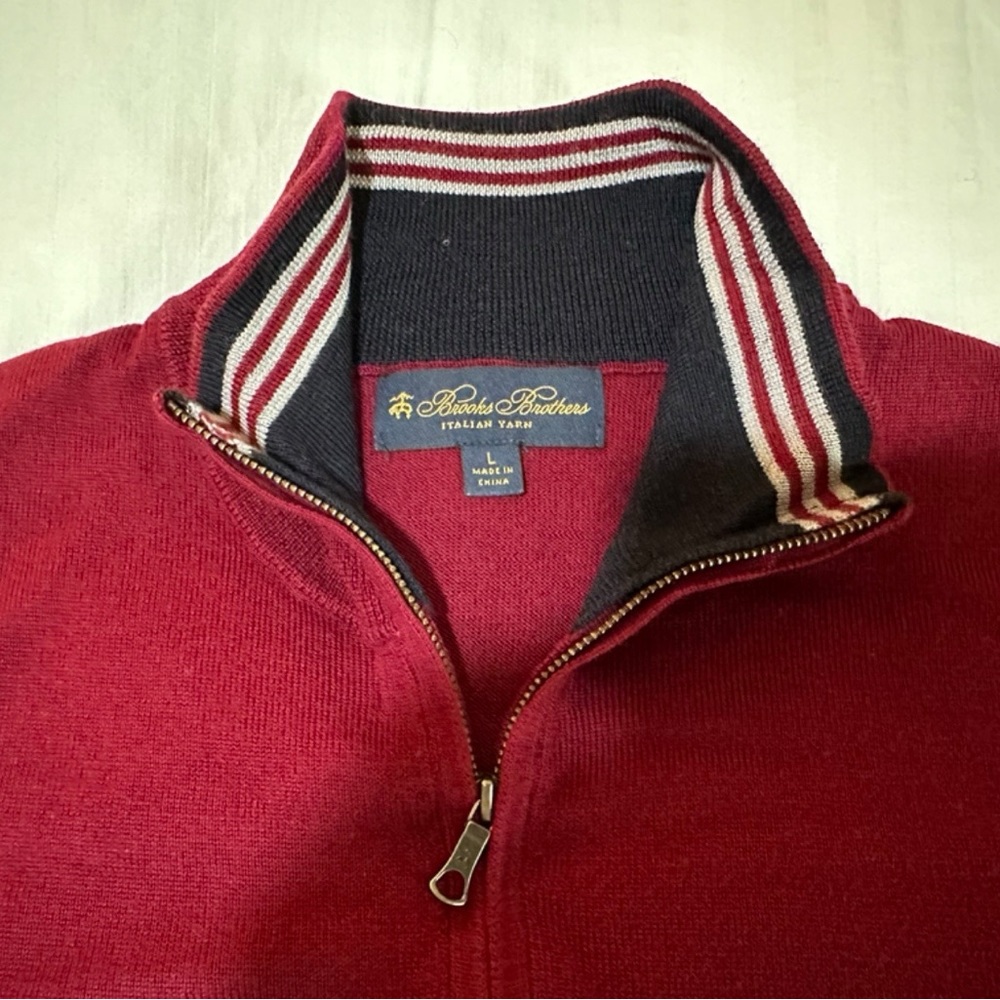 Brooks Brothers Italian Yarns - Wine Tone Quarter-Zip